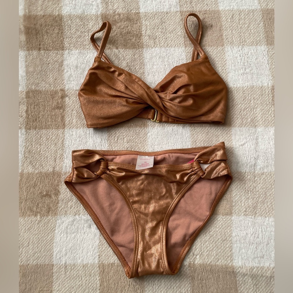 Xhilaration Metallic Bronze Bikini NWT XS